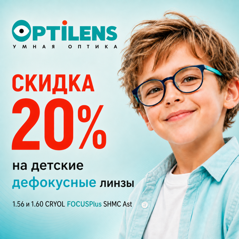 Скидка 20% на детские дефокусные линзы CRYOL FOCUSPLUS SHMC Ast
